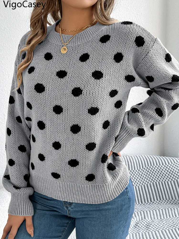 VigoCasey 2025 Winter Casual Patchwork Knitted Sweater Women O Neck Loose Pullover Autumn Lady Lantern Long Sleeve Warm JumperT251027