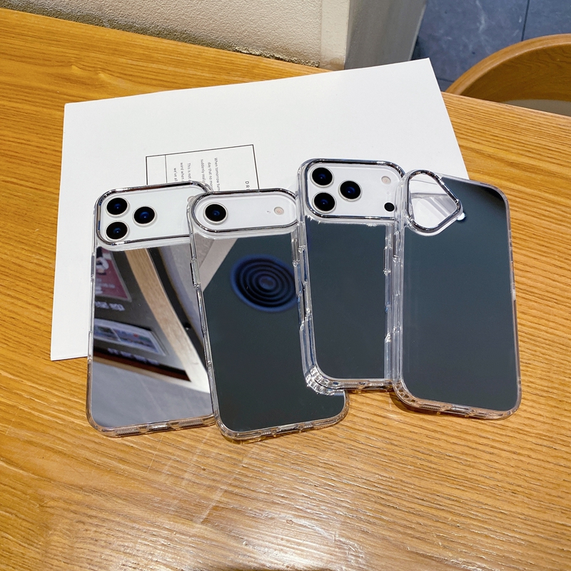 Bling Mirror Cases For Iphone 17 Air 16 15 Plus 14 Pro Max 13 12 11 X XS XR Iphone17 Crystal Fashion Luxury Soft TPU Hard PC Make UP Phone Back Cover 