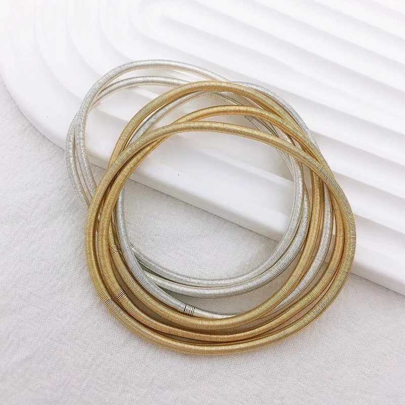 Friendship Spiral Tescopic Caon Elastic Bracet Set for Wen 2024 Fashion Gold Plated Spring Bracet Jewelry GiftsW251027