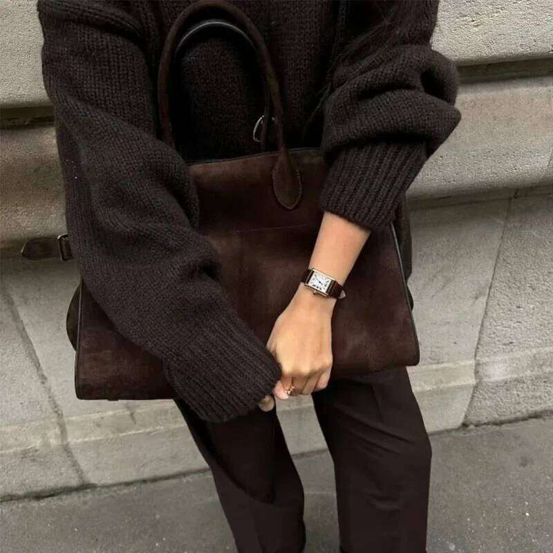 Designer Luxury Maillard Genuine Tote Bag For Women Capacity High Quality Suede Reindeer Leather Handbag Nu S