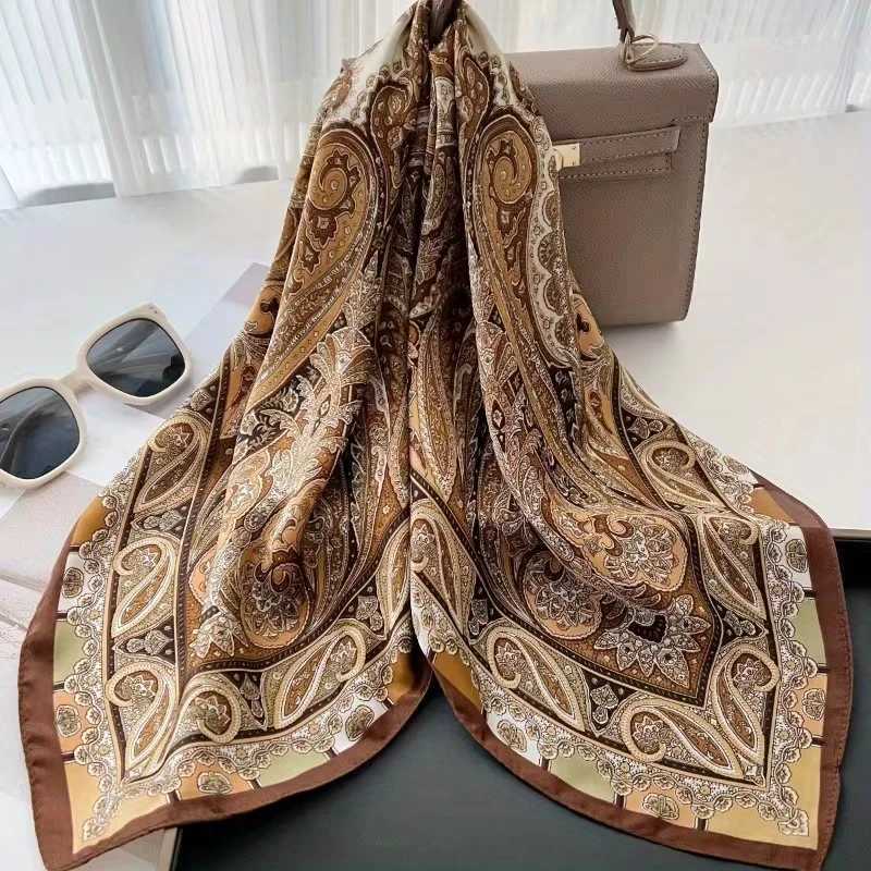 Luxury Silk Scarfs Square Scarf Korean Fashion Kerchi Popar Silk Scarves Band Wraps Scarf Decoration Shawl 7070CMW251027