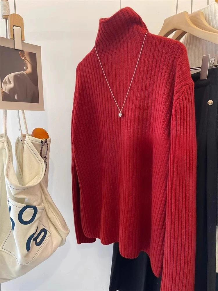 Knitted Sweater Women Pullovers Long Sleeve Turtleneck White Knit Sweater Pullover Women Tops Sweaters Sueters De Mujer Q974 251027