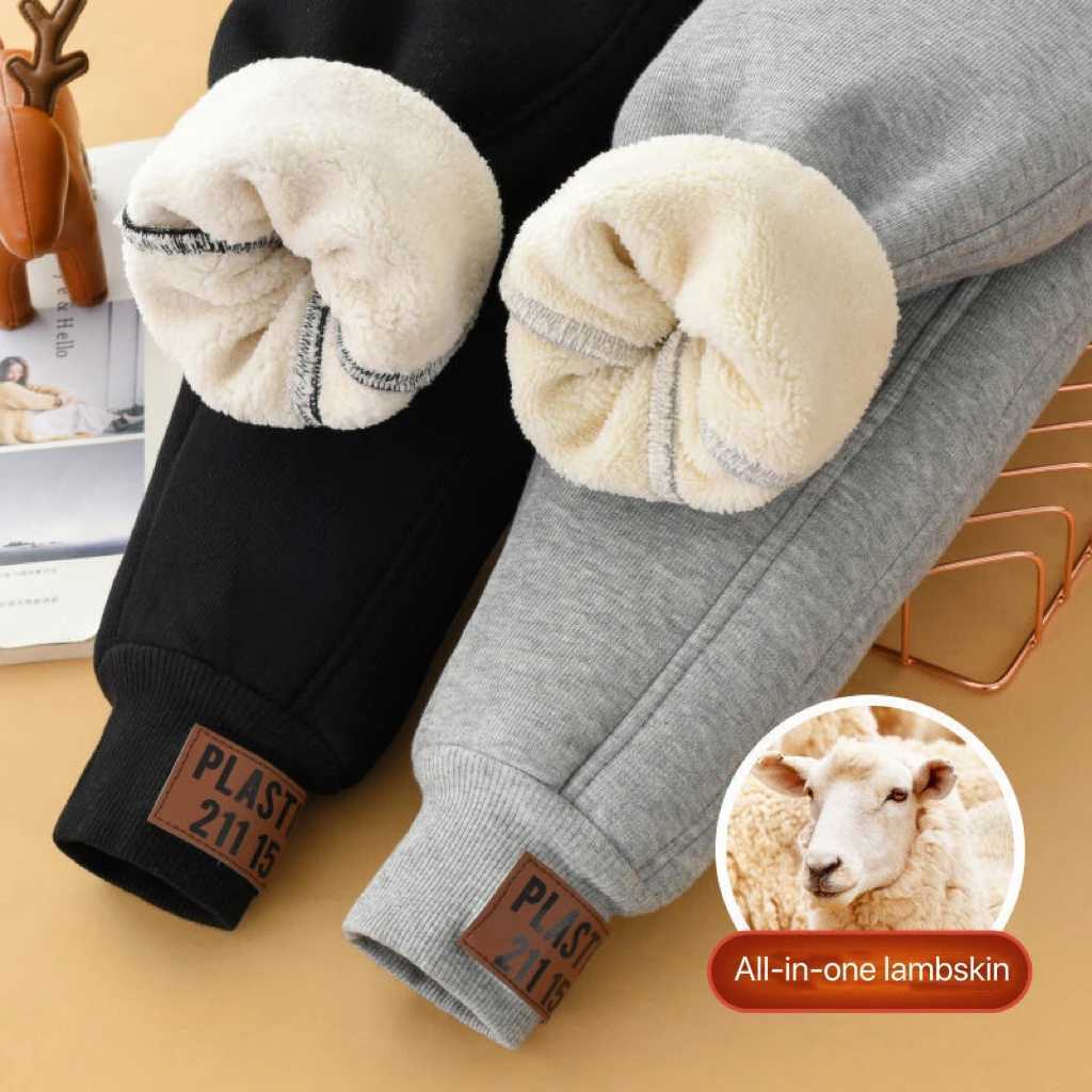 1pcs Boys Girls Thick Pants Winter Kids Padded Plush Velvet Trousers Teen Lamb Wool Warm Snow Pants Children Clothes Sweat PantsT251027