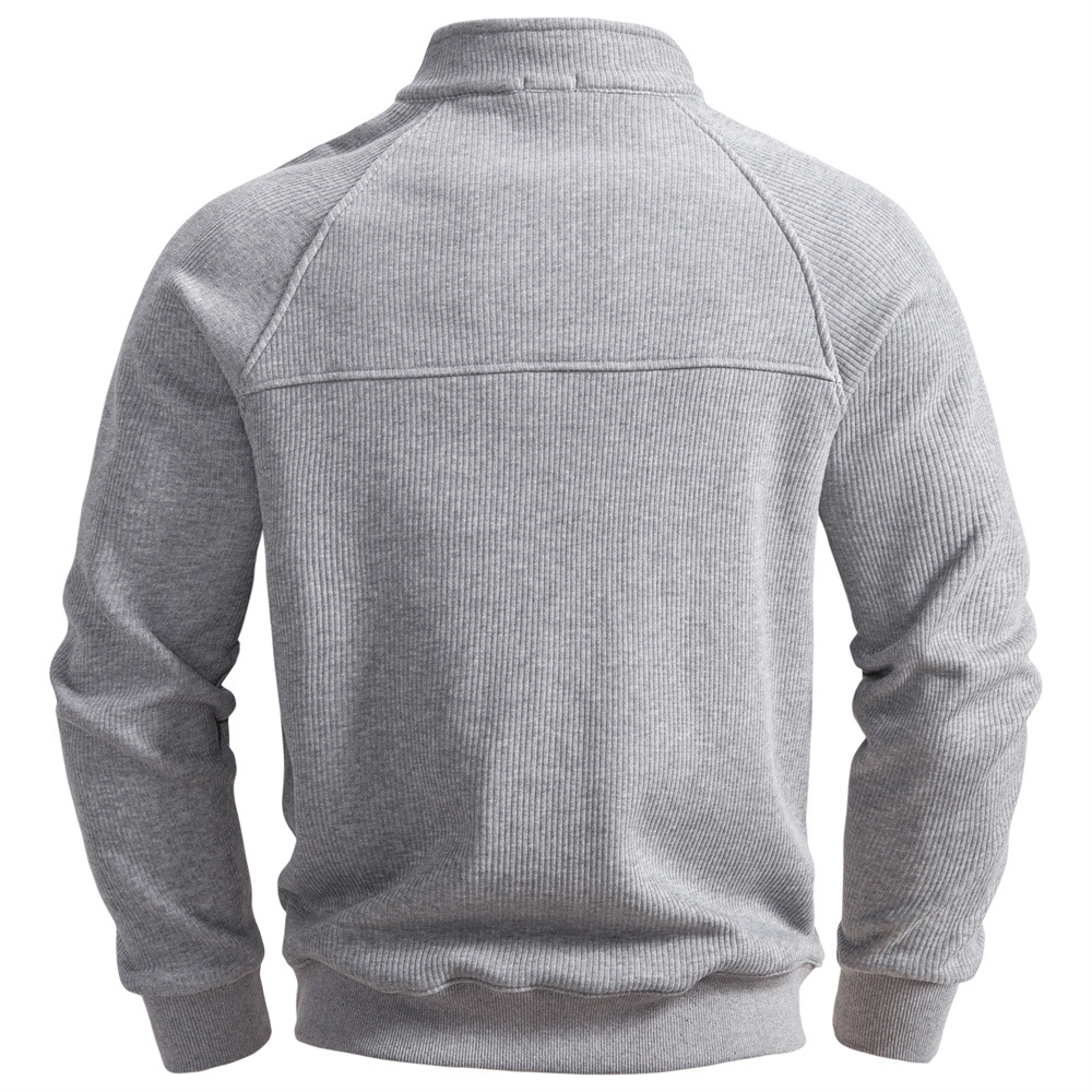 High-End Autumn/Winter Men's Half-Zip High-Neck Sweatshirt European and American Trend Heavyweight Fleece-Lined Warmth Thickened Top European Siz