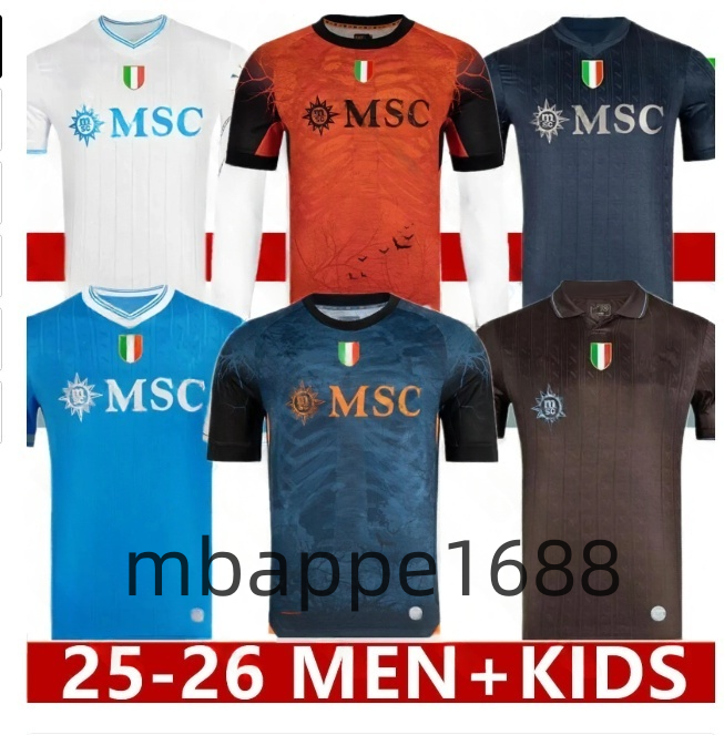 DE BRUYNE 25 26 SSC Napoli LUKAKU soccer jerseys Naples KVARATSKHELIA DI LORENZO LOBOTKA ANGUISSA POLITANO SPINAZZOLA NERES McTOMINAY Men Kids Kit Training