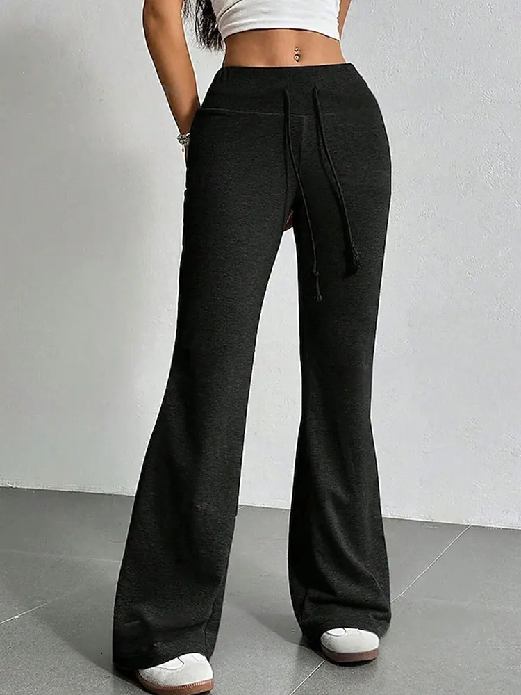 Black Sexy Womens Trousers Autumn Streetwear Fashion Casual Slim Versatile Laceup Pants Elegant Female Sexy Pants Clothing 251027