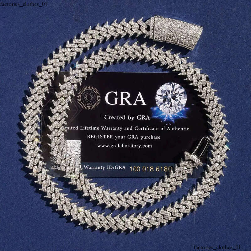 Factory Wholesale Dia Chain Sier Hip Hop Jewelry Necklace Micro Pave Vvs Moissanite Cuban Link