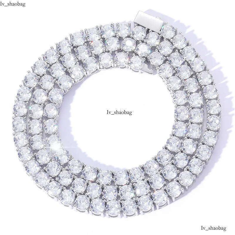 Hip Hop Tennis Chains Jewelry TopBling 5A Zircon Dia Necklaces Spring Clasp Real Gold Plated 3mm 4mm 5mm aaa