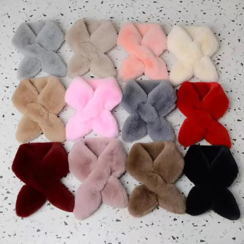 Winter Fox Hair Scarf For Women Fur Collar Winter Versatile Thickened Warm Scarf Short Woolen Cross Neckerchief 251027