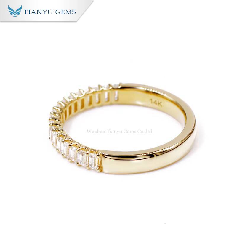 14K 18K Gold Emerald Cut Engagement Ring Diamond Eternity Moissanite Ring Band for Women Wedding Design Fine Jewelry