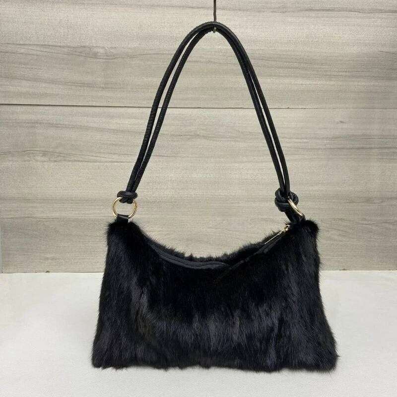 Designer Luxury Real Fur Shoulder Bag Women New In High Quality Mink Hair Fashion Designer Handbag Trend Casual Elegant Female Bags
