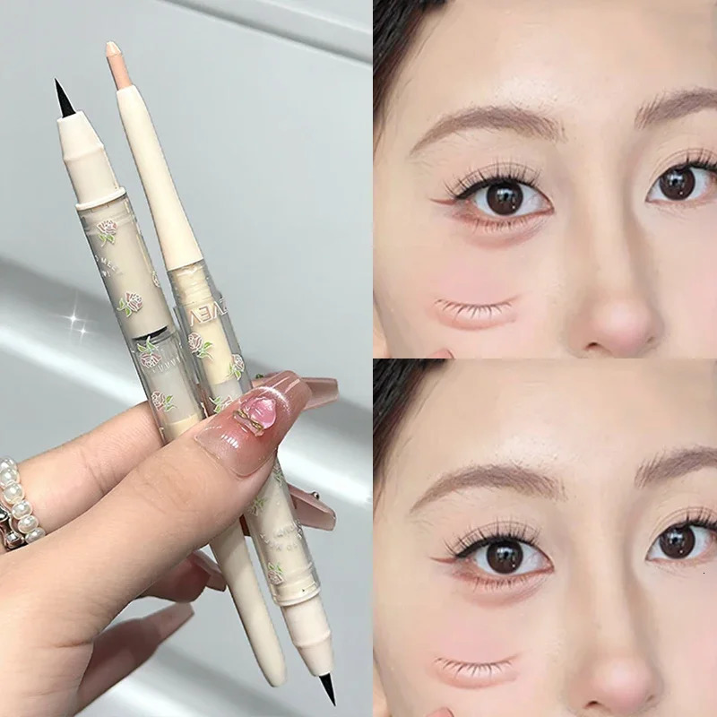 Double Head Matte Pearlescent Eyeliner Pen Highlighter Brightening Shadow Under Eyelid Liner Liquid Contour Lying Silkworm Pen 251027