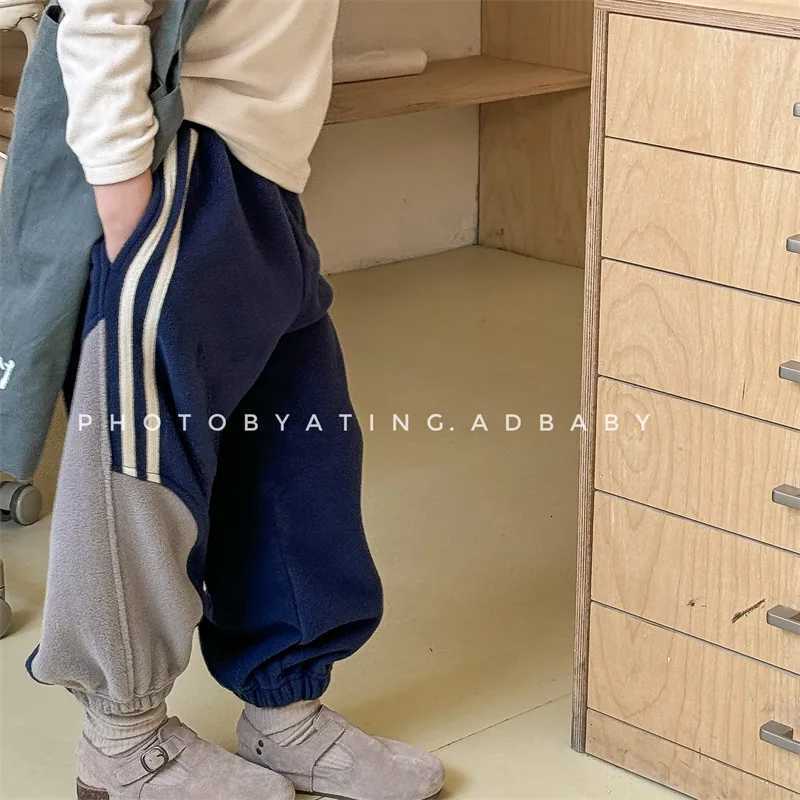 2025 Winter New Children Fleece Trousers Solid Boys Warm Sweatpants Plus Velvet Thick Girls Harem Pants Cotton Kids Casual PantsT251027