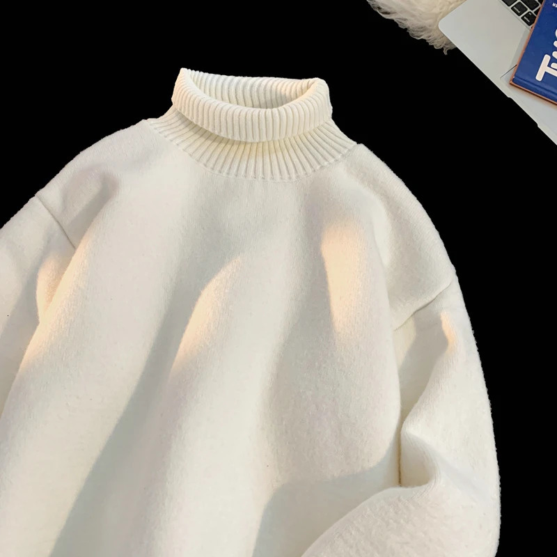 Turtleneck Mens Sweater Autumn 2025 Knitted High Neck Pullover Streetwear Comfortable Fitness Tops Clothing Knitwear 251016