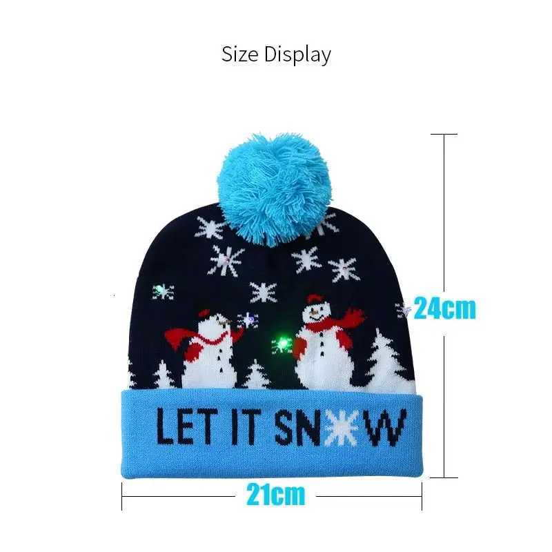2024 New LED Christmas Hat Christmas Flash Light Up Knitted Hat Christmas Gift for KidsAdults Xmas New Year Party DecorationsW251027