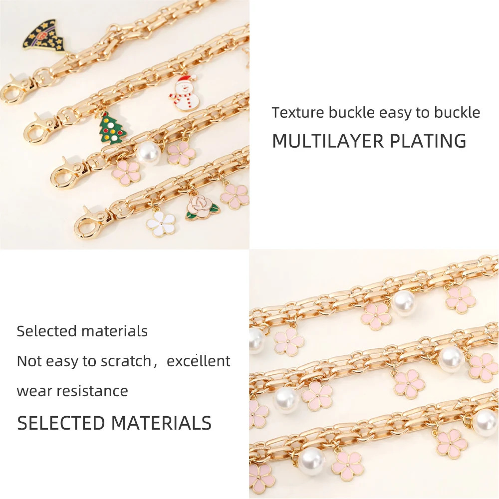 Bag Strap Extender Chain Flower Butterfly Pearl Pattern Handbag Shoulder Bag Extension Strap DIY Convert Crossbody Bag Accessory 251021