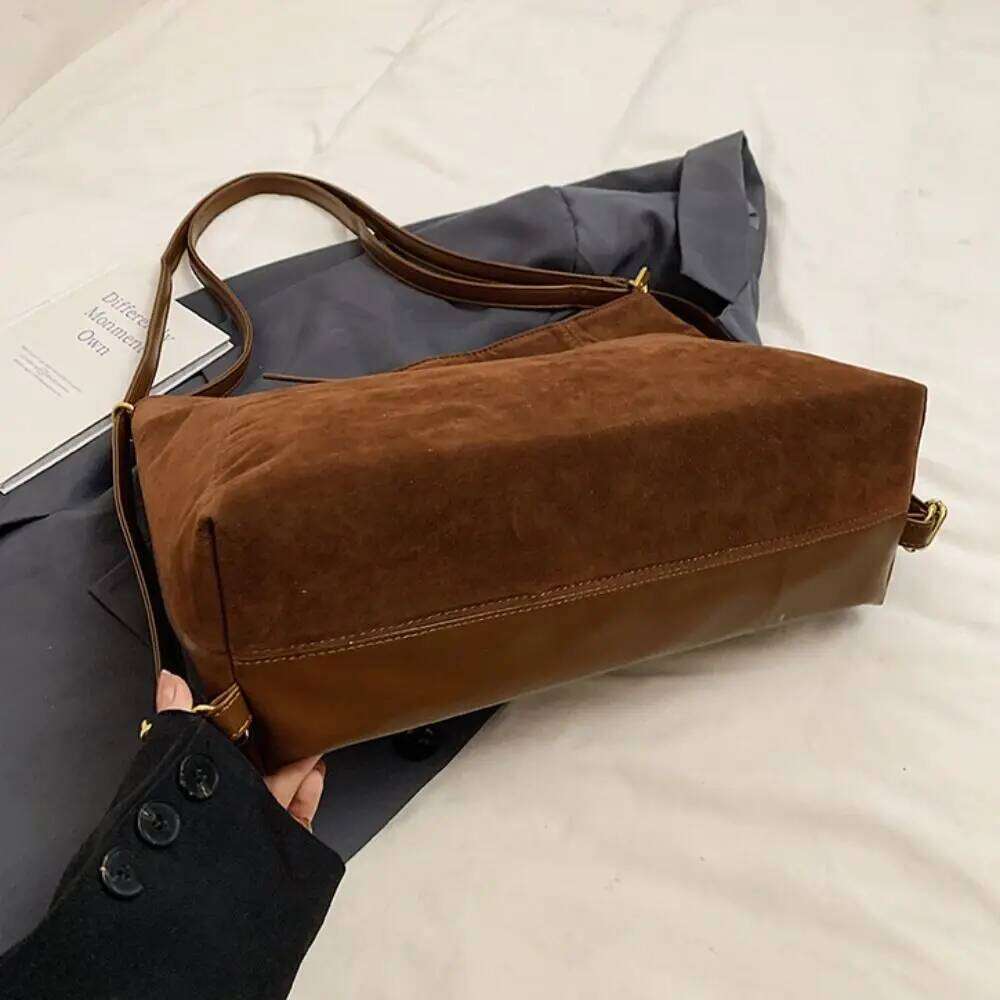 Waterproof Large Capacity Suede Shoulder Solid Color Korean Style Ladies Crossbody Handbag Fashion Hobo Bag Shopping