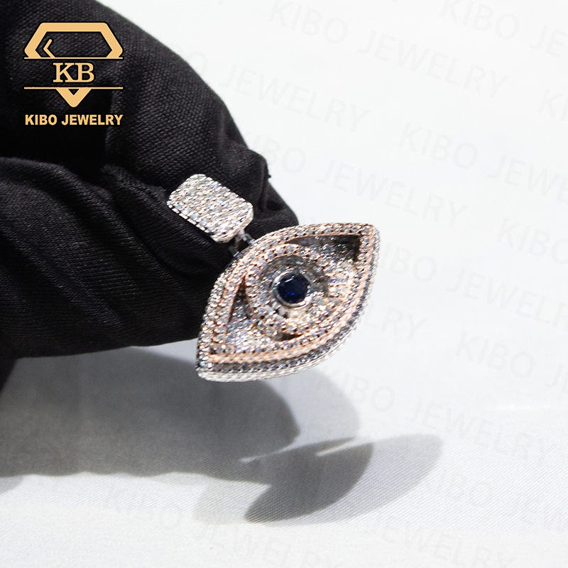 Fine Jewelry Ice Chain 925 Sterling Silver Rose Gold Two Tone Evil Eye Pendant Charm Necklace