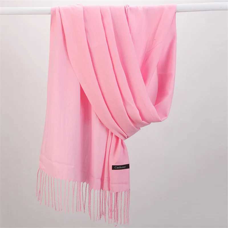 Fashion Solid Color 2023 Wen Scarf Winter Hijabs Ta Tassels Long Lady Shawls Cashmere Like Pashmina Hijabs Scarves WrapsW251027