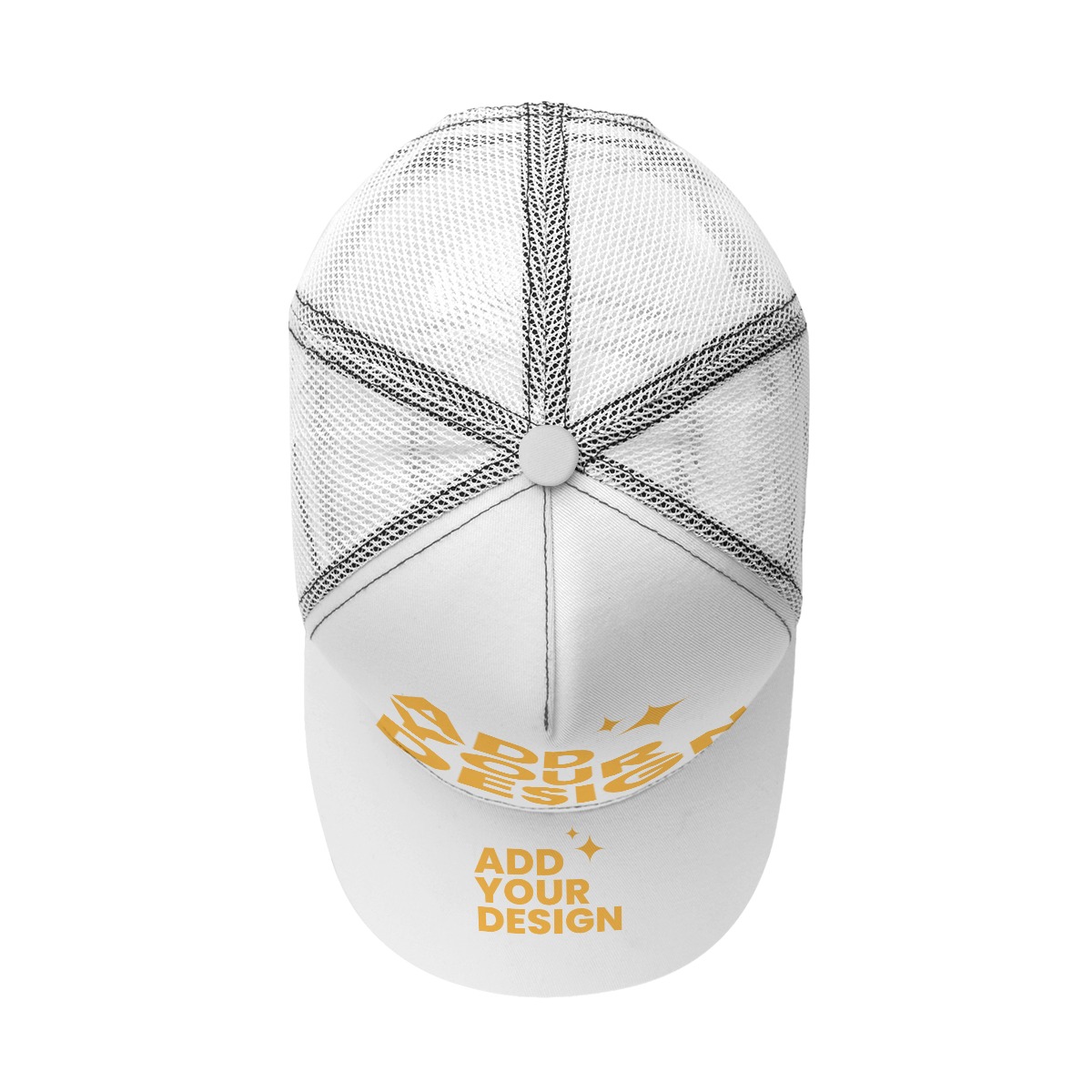 DHgatepod All-Over Print Black Snapback Mesh Cap with Box - Curved Brim Breathable Hat for Sports & Outdoor