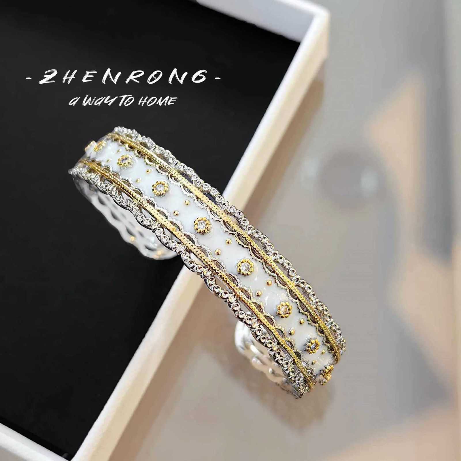 Foydjew Italian Vintage Jewelry Lace Design White Enamel Bracets For Wen Egant Banquet Party AccoriesW251027