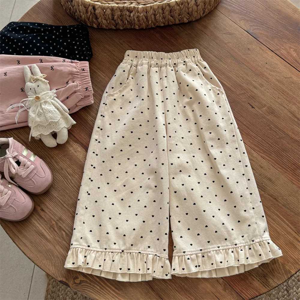 Baby Girls Autumn Pants 29 Years Heart Bowknot Printed Girls Trousers Simple Elastic Waist Kids Baby Girls Straightleg PantsT251027