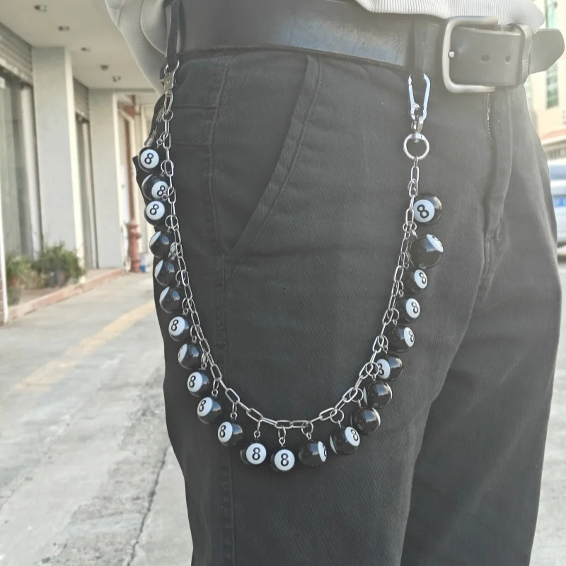 Model Hip Hop DIY Black Eight Key Chain Fashionable Men And Women Ones Waist Pants Chain Jewelry Accessories 251024