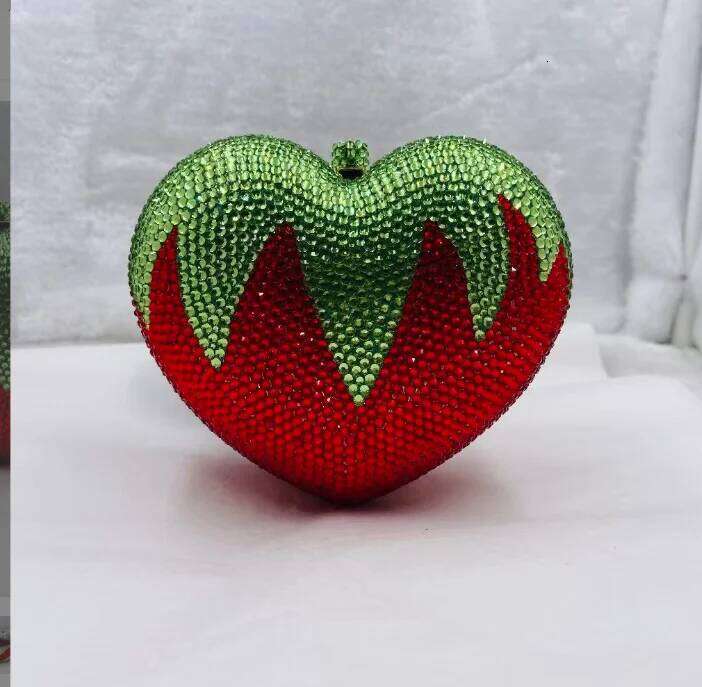 Women Blue Heart Shape Rhinestones Evening Clutch Bags Elegant Small With Crystals New Ladies Day Clutches Purse