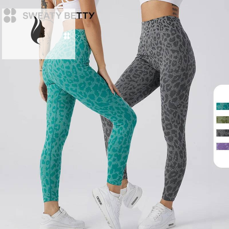 winter jacket women Sweaty Betty Women's Peach Fiess Leopard Pattern Nine Cent Running Tights Hip Lifting Exercise Seamless Yoga Pants
