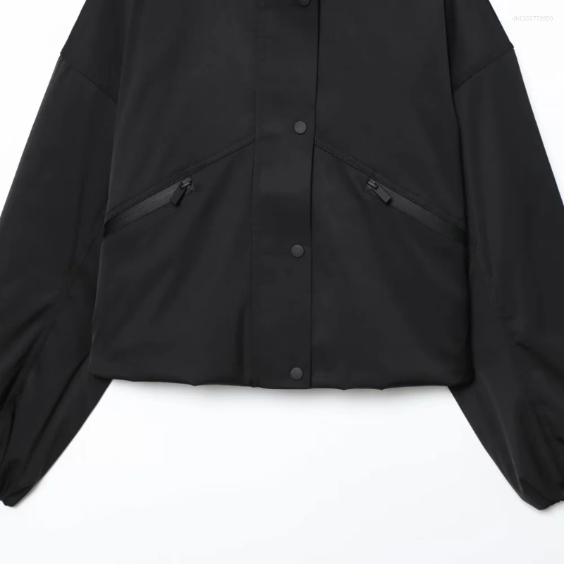 Women's Jackets Waterproof Loose Top Hooded Long Sleeve Zipper Button Pocket Elastic Rope Spring/Summer Fashion Jacket