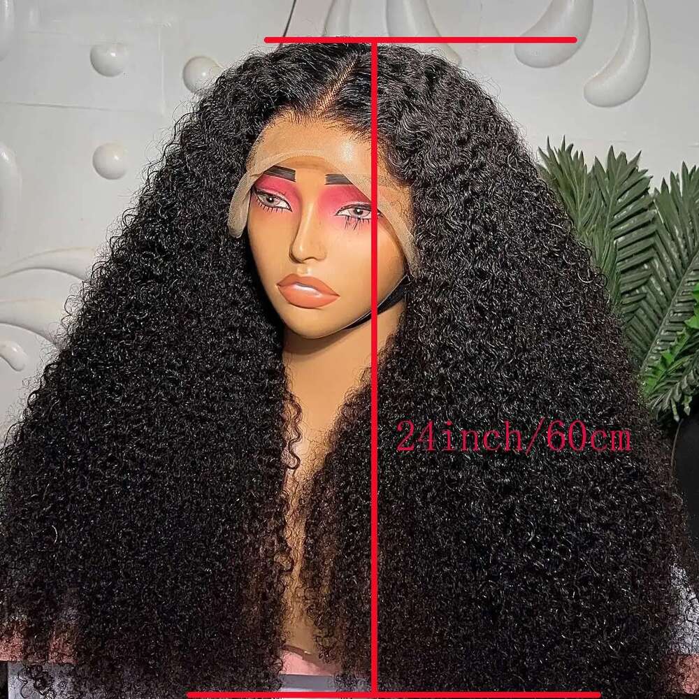 Long 24 Soft Natural Black 180Density Kinky Curly Lace Front Wig For Women Preplucked Heat Resistant Glueless Daily