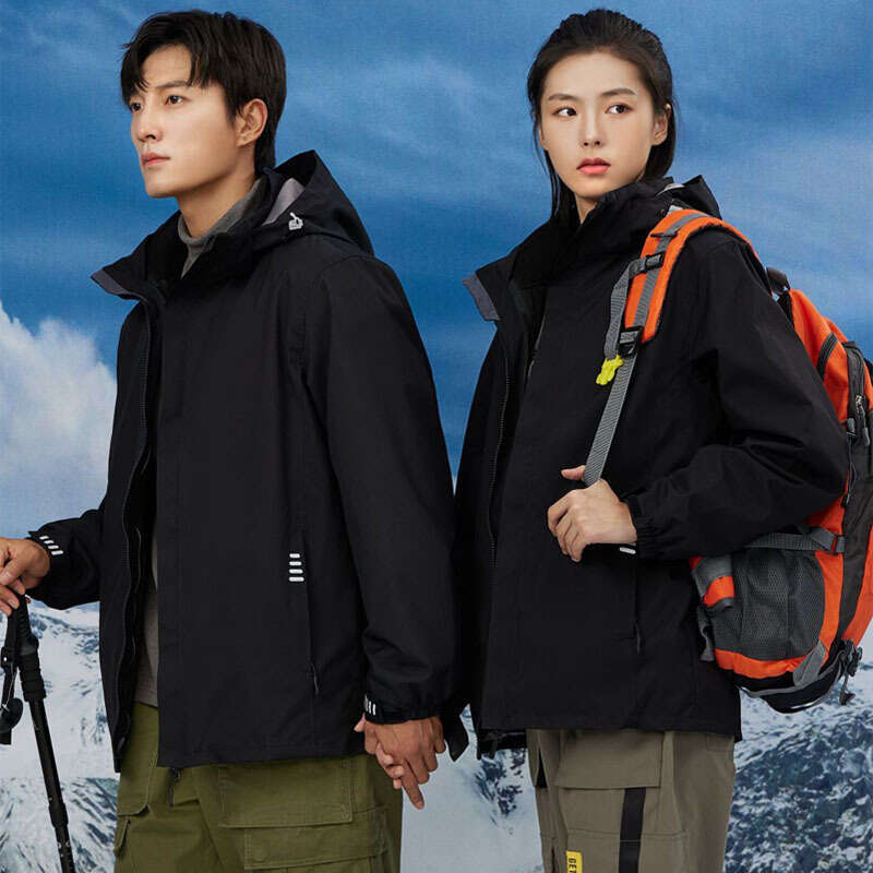 Winter Outdoor Two-Piece Set Three-In-One Windproof Waterproof Couple Hiking Jacket Print