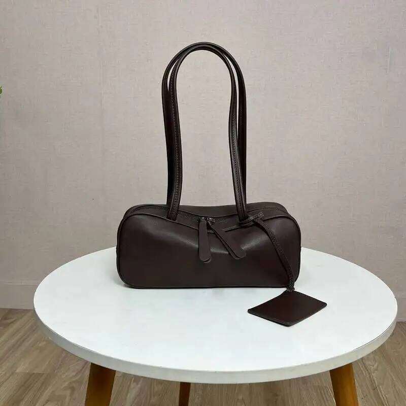Women's Rectangular Luxurious Design Genuine Leather Pillow Bag Double Shoulder Strap Underarm Wallet Handbag