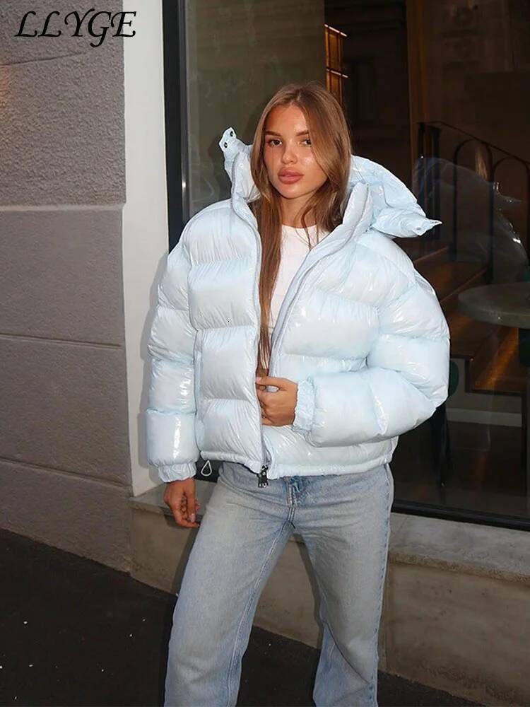 winter jacket women Casual Women's Puffy Winter Jackets Loose Stand Collar Zipper Long Sleeve Warm Coats Autumn Lady Street Chic Down Jacket