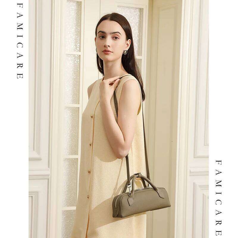 Designer Luxury New Women S Solid Color Genuine Leather Handbag Lady Large Cpacity Sausage Armpit Bag Girls Commuting Single Shoulder Crossbody
