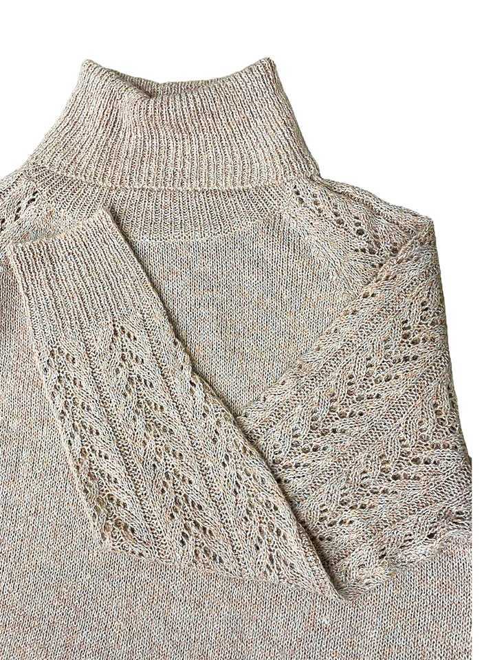 High Neck Knit Sweater 100 Acrylic Hollow Weave Loose Fit Womens Casual Pullover for FallWinterT251027