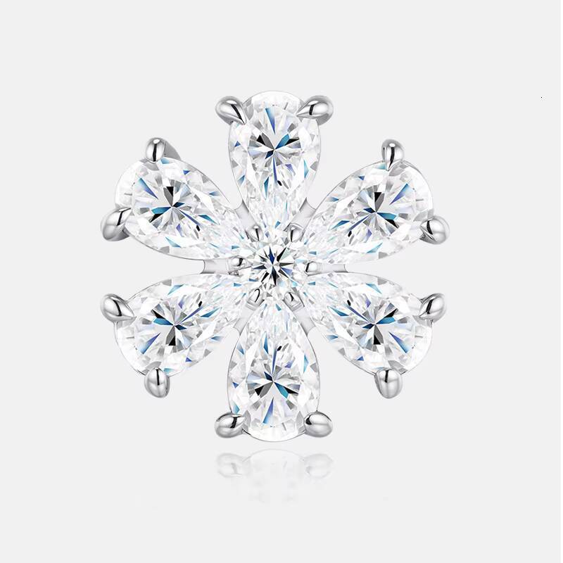 Six Pear Stones Moissanite Stud Earrings Hypoallergenic S925 Silver White Women Jewelry Earrings for Women Snowflake Earrings