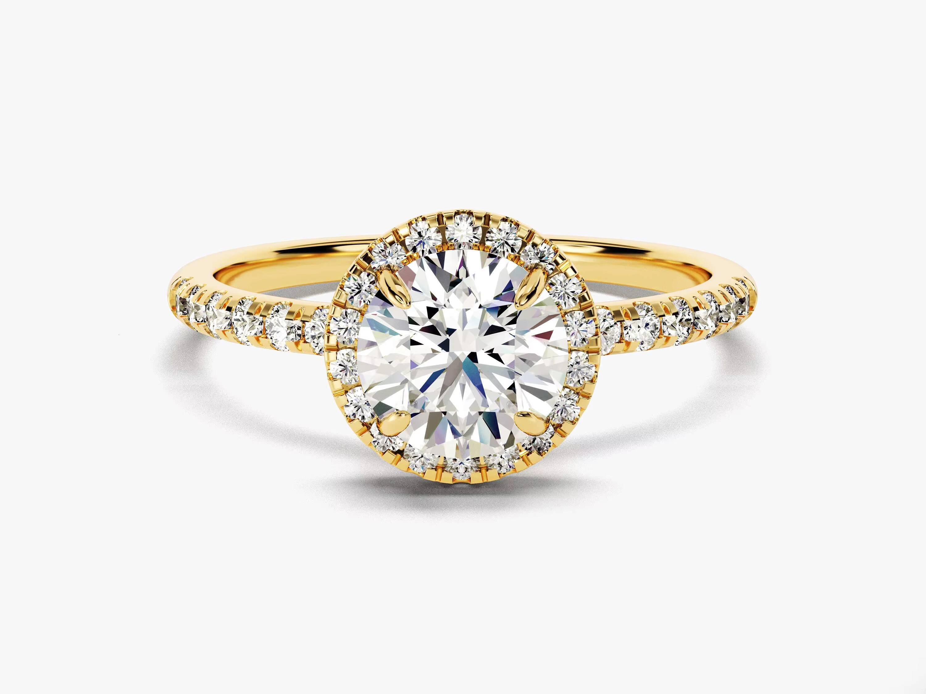 Halo Engagement Diamond Ring 1 CT Round Cut Diamond Ring 14k 18K Gold Lab Diamond Promise Ring