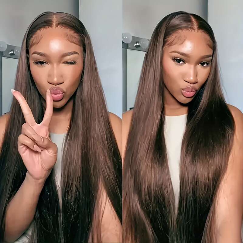 RONGDUOYI 180% Density High-Temperature Fiber Front Lace Wig - 24" Straight Hair, Pre-Plucked Realistic Look, Unisex Adult, Ideal For Everyone, S