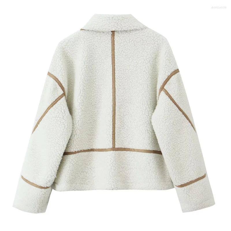 Women's Jackets Double Sided Jacket With Collar Zipper Pocket Decoration Autumn/Winter Collection Clothing