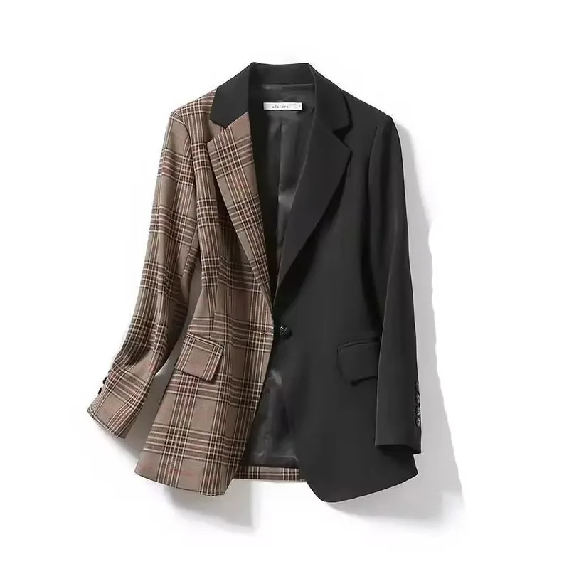 Plaid Blazers Coats for Women Elegant Ladies Autumn Winter Woman Korean Clothes Jackets Wear to Work External 251027