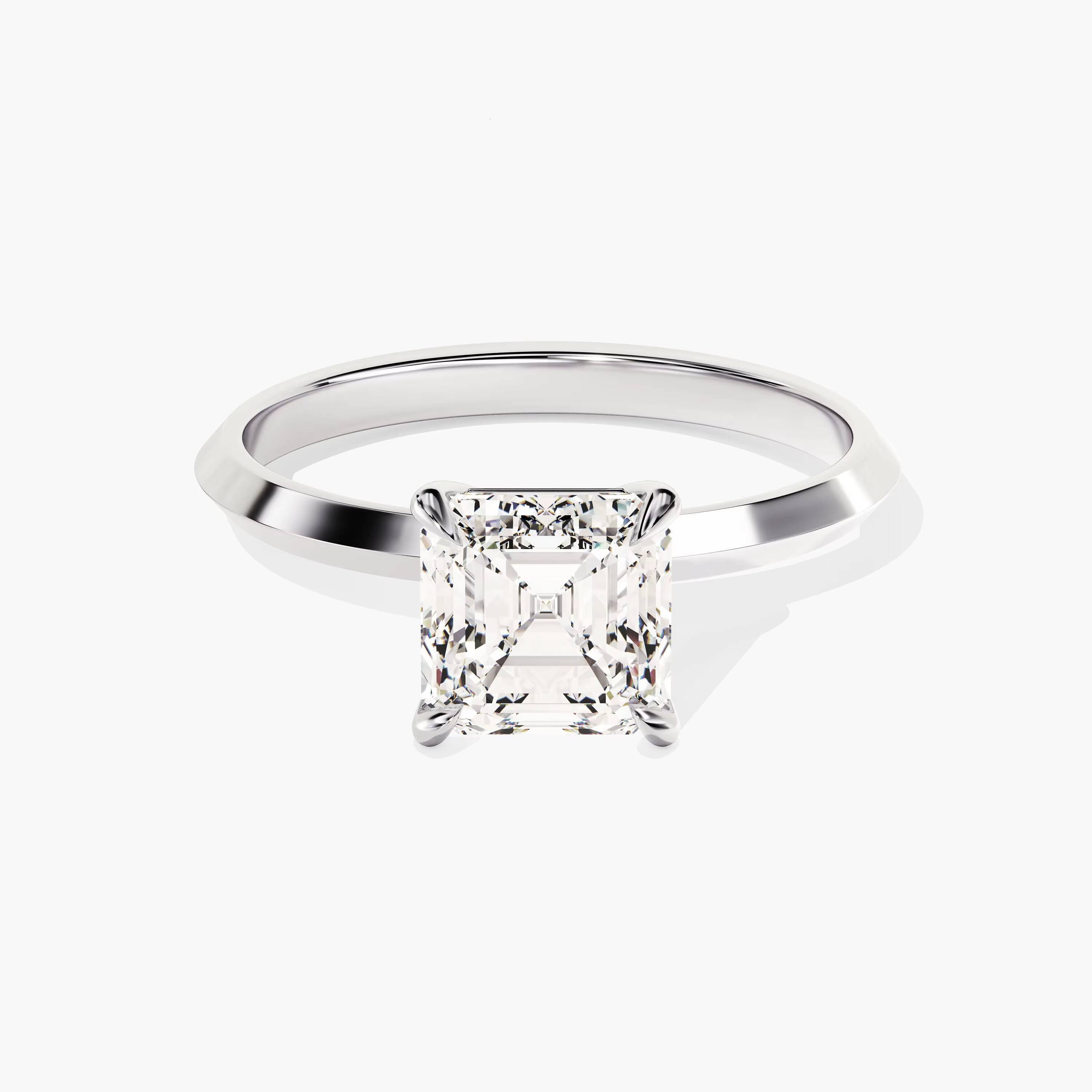 1 CT Asscher Cut Solitaire DiamondEngagement Ring 14k 18k Gold Solo Ring Promise Diamond Ring for Women