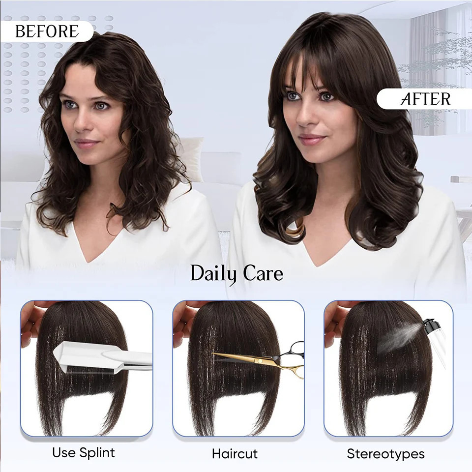 AOSI 6inch Synthetic Fake Blunt Air Bangs Clip In Hair Extensions Fake Fringe False Hairpiece For Women Clip In Bangs Fake Hair 251014
