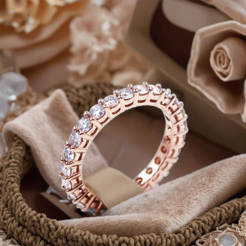 Tianyu Gems Ring Manufacturer Custom Fine Jewelry 15 2 mm 14K 18k 25mm 4mm 3mm Round Moissanite Rose Gold Rings Eternity Band