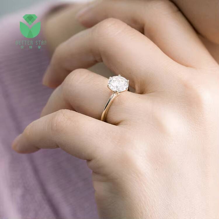 Dazzling 6 Claw Setting Lab Created Diamond Ring 18K Gold Real CVD Diamond Rings Wedding Jewelry HPHT Synthetic Diamond Ring