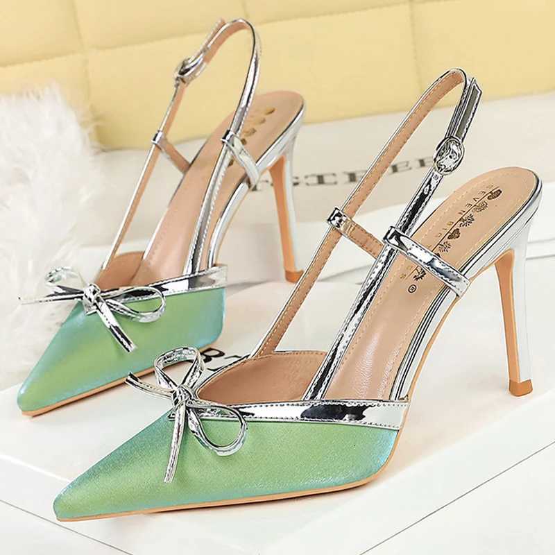 BIGTREE Shoes Luxury Women Pumps Bowknot High Heels 9 CM Stiletto Hollow out hook strap High heeled Sandals Summer Shoes WomenXJ251027