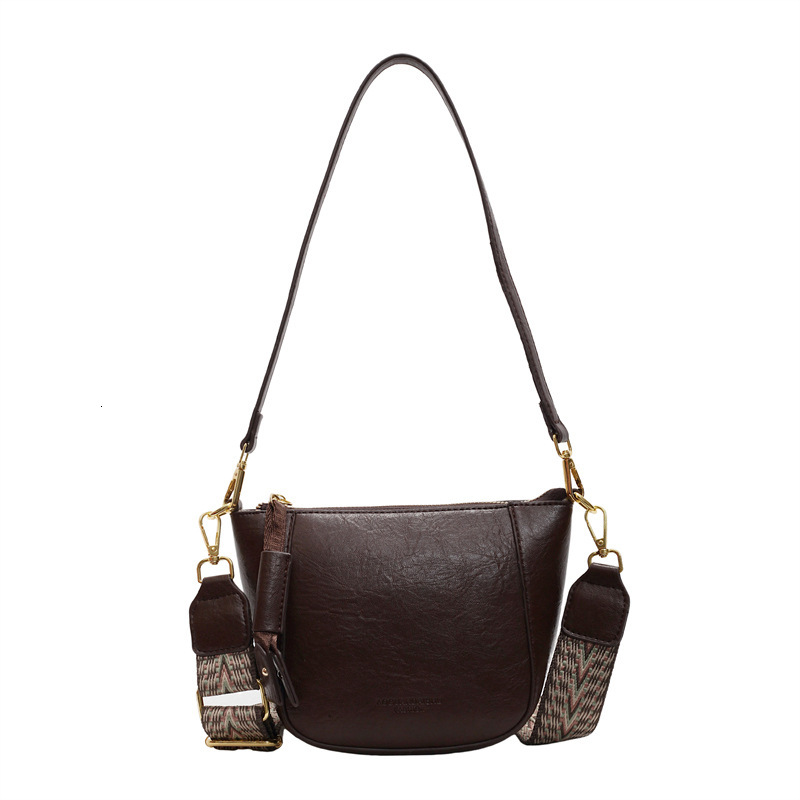 Free shipping designer bag Wide Shoulder Strap Bucket Bag for Women New Versatile Commuter Single Shoulder Crossbody Bag