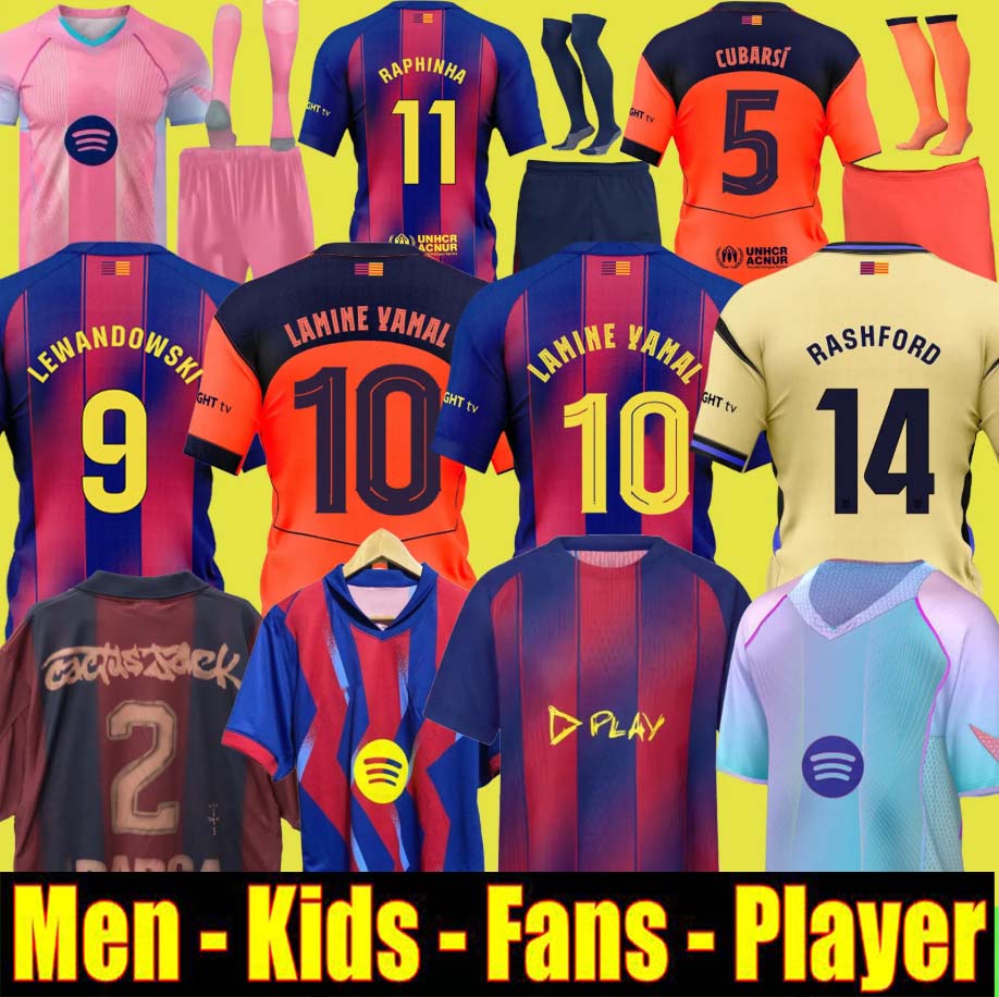 25 26 LAMINE YAMAL soccer jerseys LEWANDOWSKI camiseta de futbol RAPHINHA PEDRI GAVI football shirt men kids kits CUBARSI KOUNDE Cactus Jack 2025 Rashford Ed Sheeran