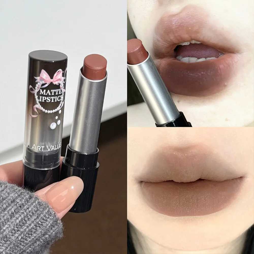 Cement Gray Brown Low Gloss Lipstick Waterproof Sweatproof Not Fade Lip Gloss With Fine Shine Tobacco Pink Lip Stick Makeup W251027