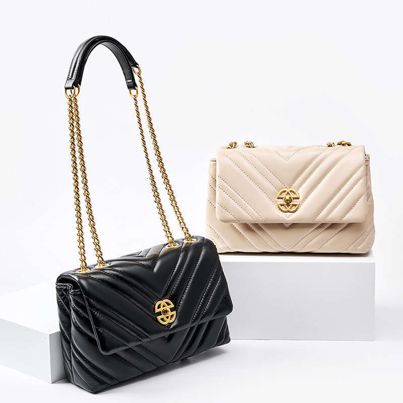 2025 New Style High-End Quilted Small Square Bag for Women - Cowhide Genuine Leather, Chain Shoulder & Crossbody, Perfect for Underarm Wear